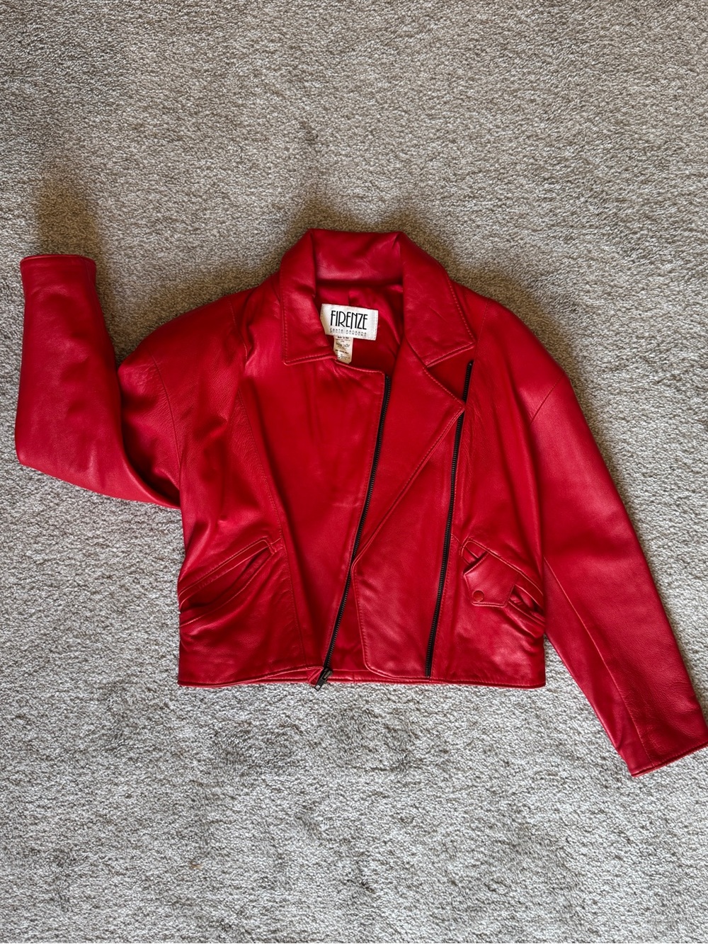 Firenze Santa Barbara Red Leather Moto Jacket